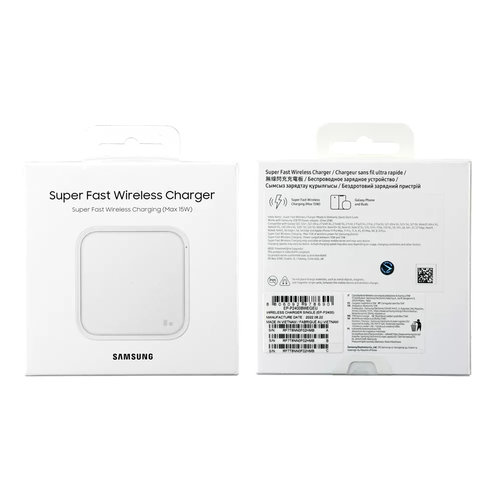 WIRELESS CHARGER SAMSUNG EP-P2400BWEGEU 15W FAST CHARGE QI PAD - ADAPTER WHITE PACKING OR - Image 2