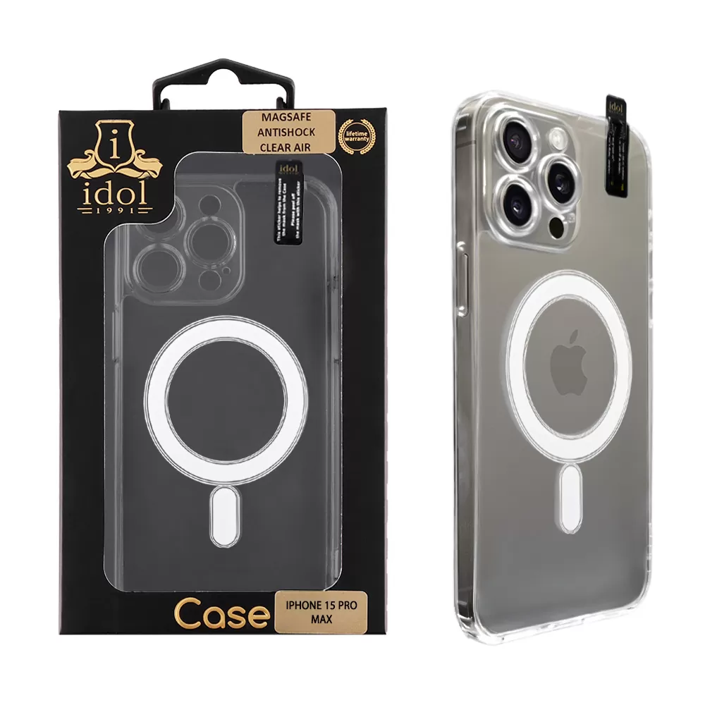 IDOL 1991 SUPER MAGSAFE ΘΗΚΗ IPHONE 15 PRO MAX 6.7in ANTISHOCK CLEAR AIR BACK COVER TPU FULL CAMERA PROTECTION ΔΙΑΦΑΝΗ