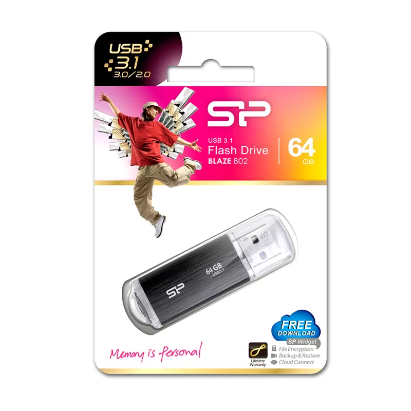 SILICON POWER USB FLASH DRIVE 64GB USB 3.2 BLAZE B02 SP064GBUF3B02V1K BLACK - Image 3