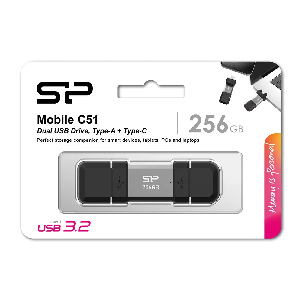 SILICON POWER USB - TYPE C FLASH DRIVE 256GB 200MB/s USB 3.2+OTG C51 200MBps SP256GBUC3C51V1S - Image 5
