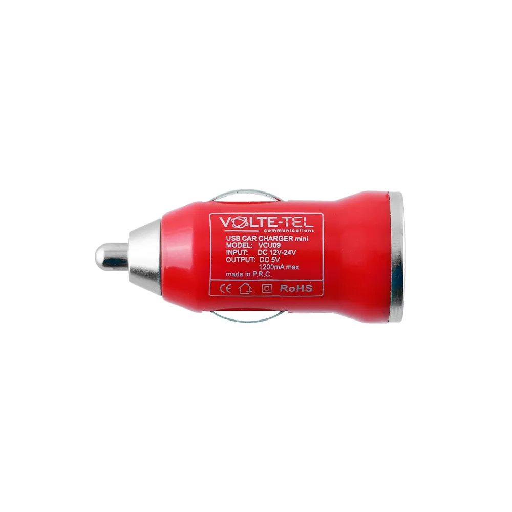 VOLTE-TEL USB ΦΟΡΤΙΣΤΗΣ ΑΥΤΟΚΙΝΗΤΟΥ mini VCU09 1200mA 6W RED - Image 2