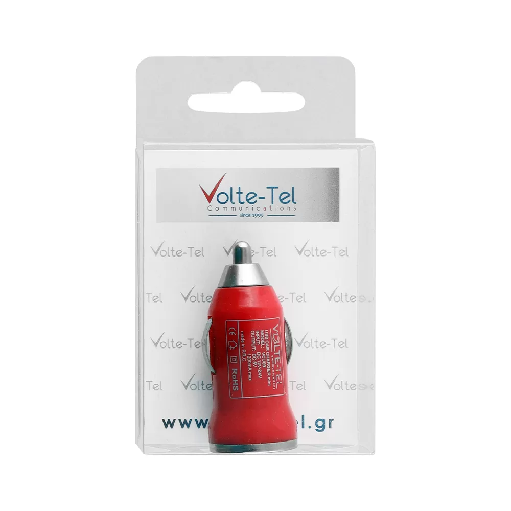 VOLTE-TEL USB ΦΟΡΤΙΣΤΗΣ ΑΥΤΟΚΙΝΗΤΟΥ mini VCU09 1200mA 6W RED - Image 4
