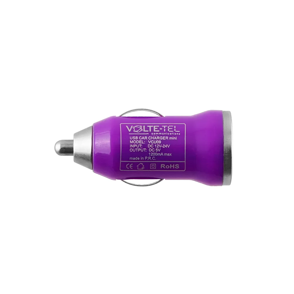 VOLTE-TEL USB ΦΟΡΤΙΣΤΗΣ ΑΥΤΟΚΙΝΗΤΟΥ mini VCU09 1200mA 6W PURPLE - Image 2