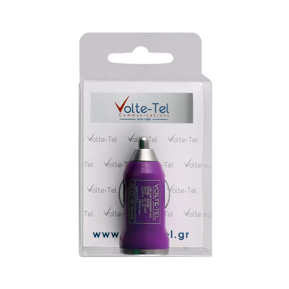 VOLTE-TEL USB ΦΟΡΤΙΣΤΗΣ ΑΥΤΟΚΙΝΗΤΟΥ mini VCU09 1200mA 6W PURPLE - Image 4