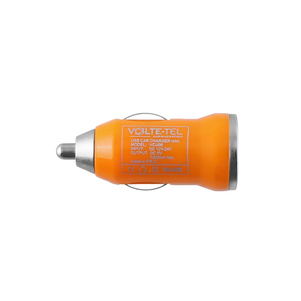 VOLTE-TEL USB ΦΟΡΤΙΣΤΗΣ ΑΥΤΟΚΙΝΗΤΟΥ mini VCU09 1200mA 6W ORANGE - Image 2