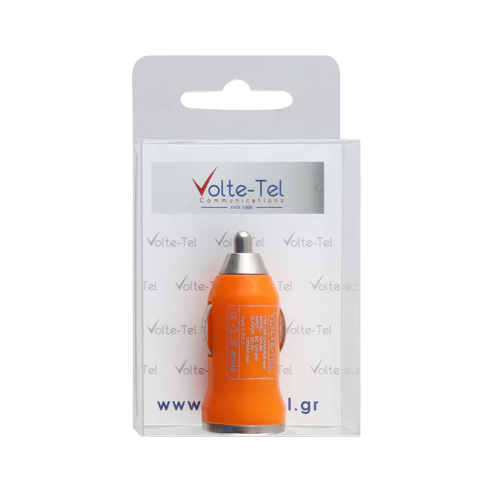 VOLTE-TEL USB ΦΟΡΤΙΣΤΗΣ ΑΥΤΟΚΙΝΗΤΟΥ mini VCU09 1200mA 6W ORANGE - Image 4
