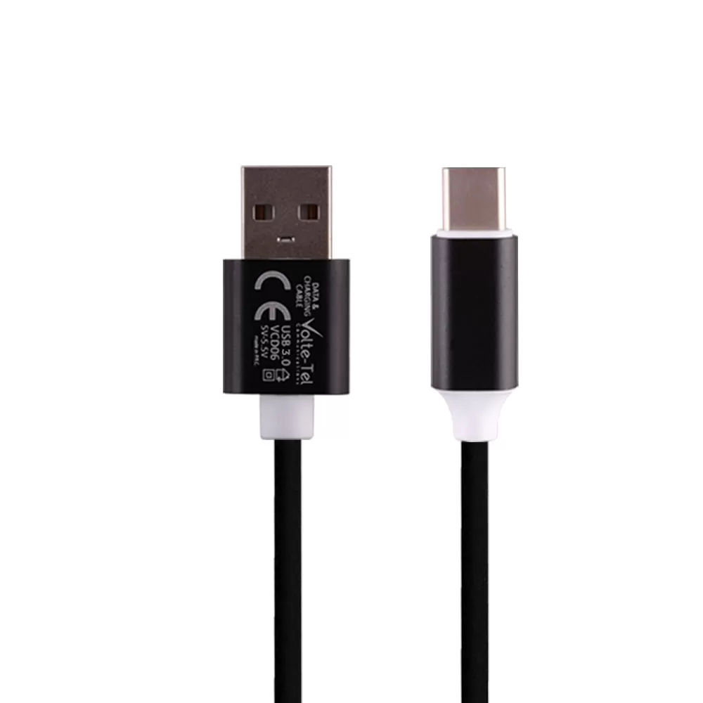 VOLTE-TEL TYPE C->USB 3.0 ALUMINIUM 3.5A ΦΟΡΤΙΣΗΣ-DATA 1.2m VCD06 BLACK - Image 2