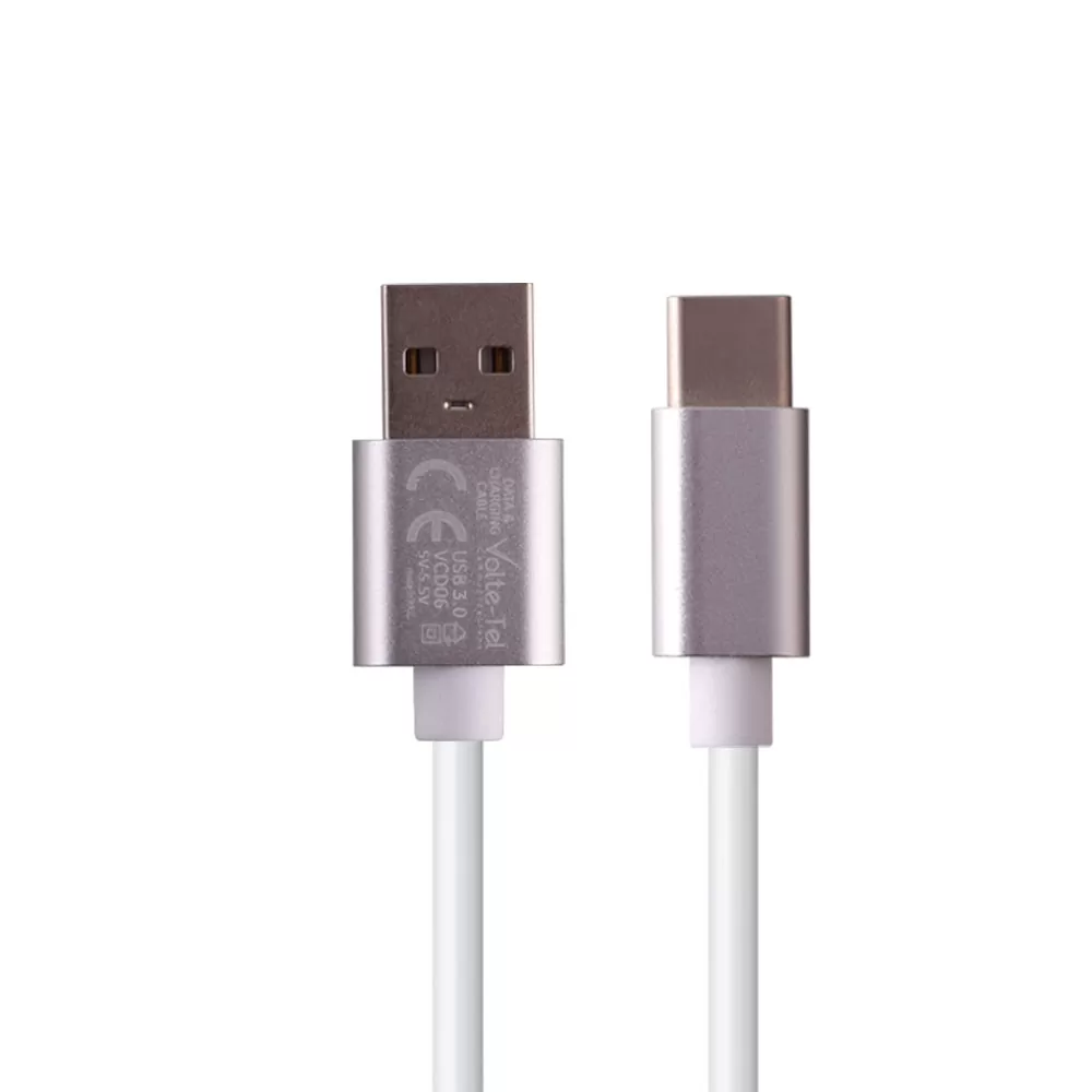 VOLTE-TEL TYPE C->USB 3.0 ALUMINIUM 3.5A ΦΟΡΤΙΣΗΣ-DATA 1.2m VCD06 WHITE - Image 2
