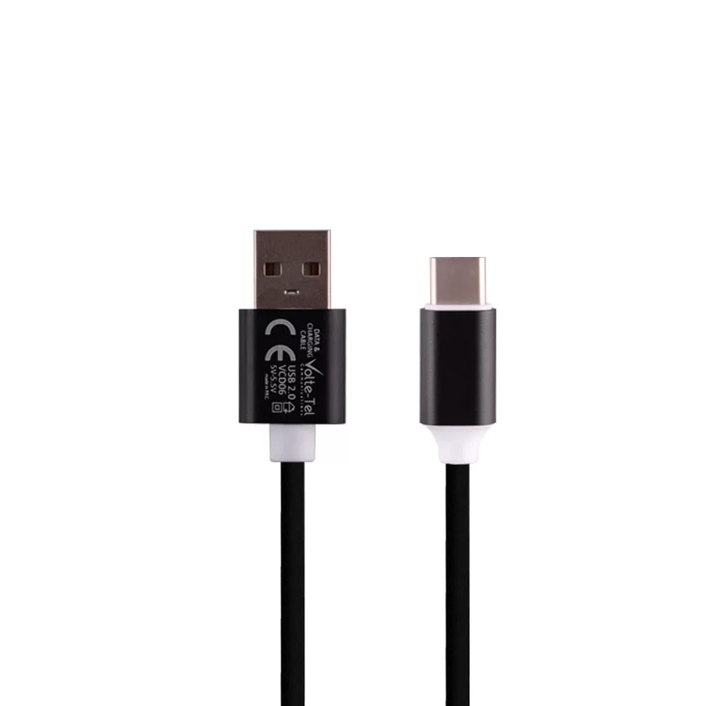 VOLTE-TEL TYPE C->USB 2.0 ALUMINIUM 2.5A ΦΟΡΤΙΣΗΣ-DATA 1.2m VCD06 BLACK - Image 2
