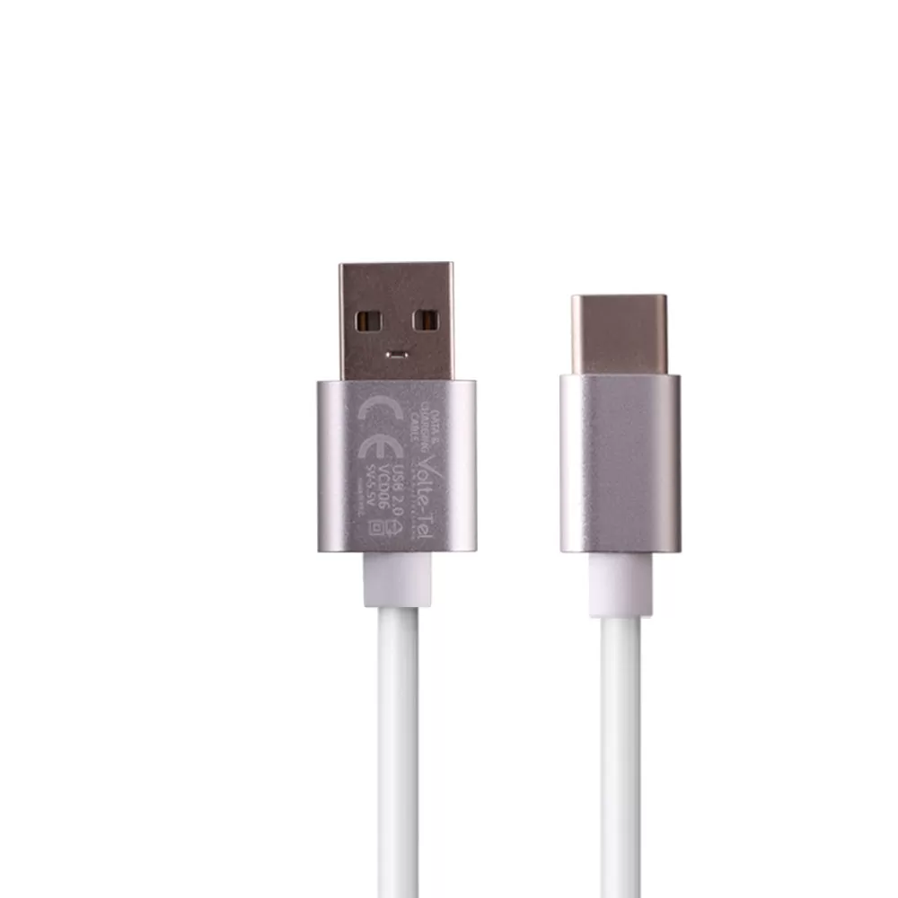 VOLTE-TEL TYPE C->USB 2.0 ALUMINIUM 2.5A ΦΟΡΤΙΣΗΣ-DATA 1.2m VCD06 WHITE - Image 2