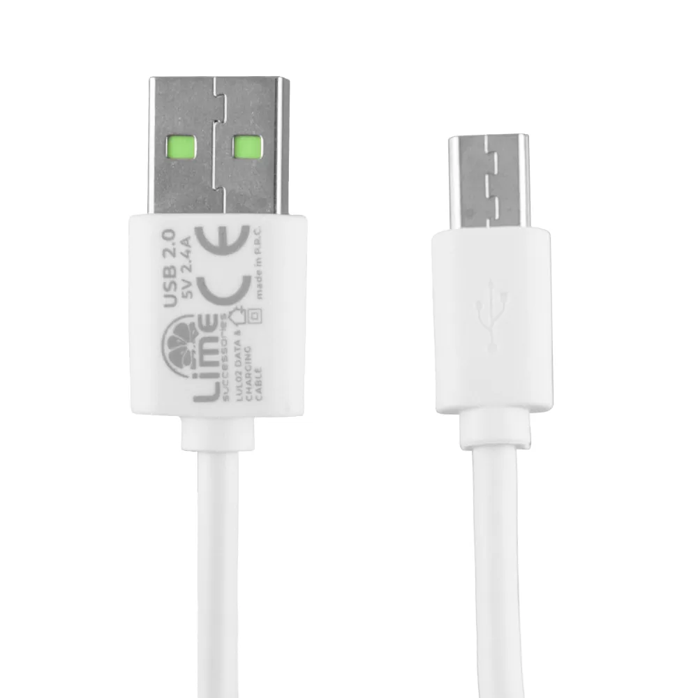 LIME MICRO USB DEVICES LONG TO USB 2.4A ΦΟΡΤΙΣΗΣ-DATA 1m LUM01 WHITE - Image 4
