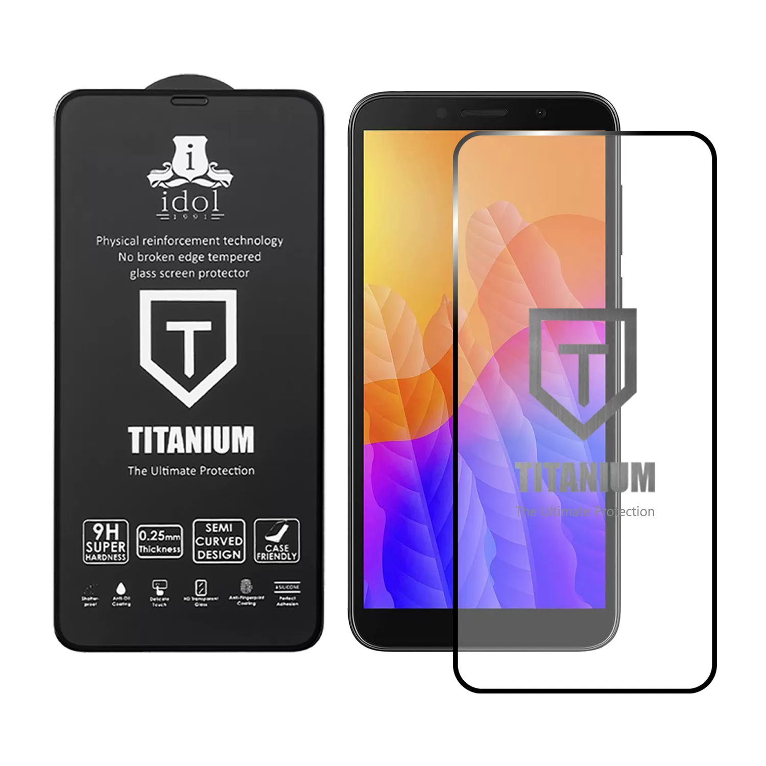 IDOL 1991 TITANIUM TEMPERED GLASS HUAWEI Y5P 5.45in 9H 0.25mm SEMI CURVED FULL GLUE BLACK - Image 2