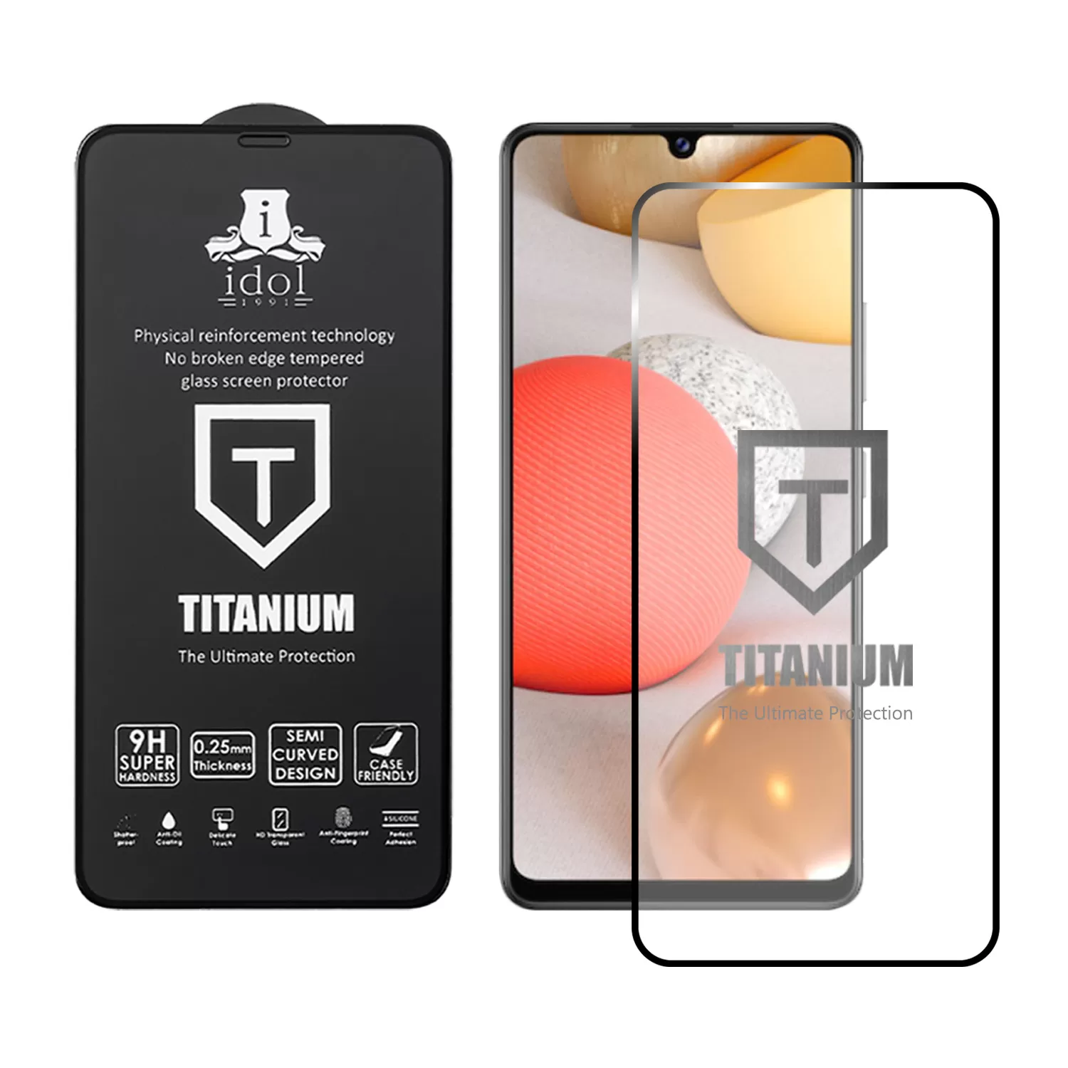 IDOL 1991 TITANIUM TEMPERED GLASS SAMSUNG A42 5G A426 6.6in 9H 0.25mm SEMI CURVED FULL GLUE BLACK - Image 2