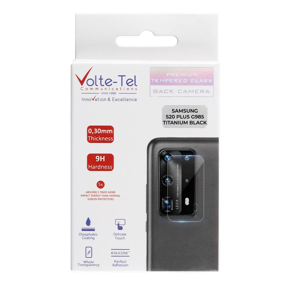VOLTE-TEL CAMERA GLASS COVER SAMSUNG S20 PLUS G985 6.7in 9H 0.30MM TITANIUM WITH FRAME BLACK - Image 7