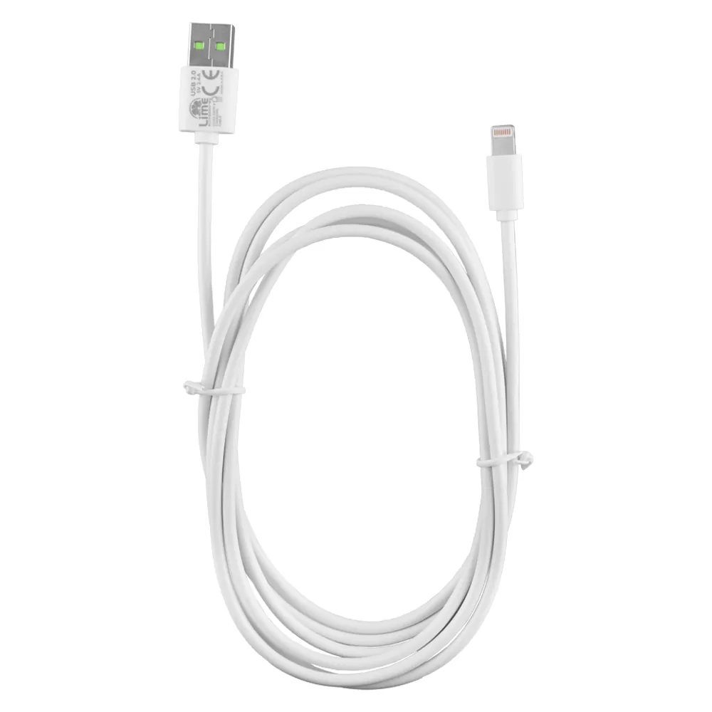 LIME LIGHTNING LONG TO USB 2.4A ΦΟΡΤΙΣΗΣ-DATA 2m LUL02 WHITE - Image 3