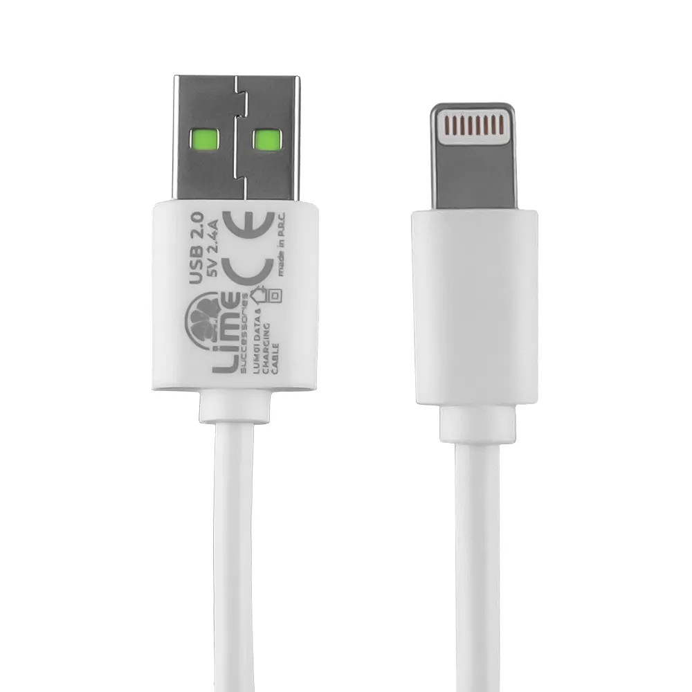 LIME LIGHTNING LONG TO USB 2.4A ΦΟΡΤΙΣΗΣ-DATA 2m LUL02 WHITE - Image 4
