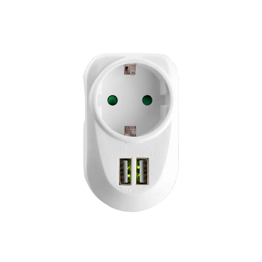LIME ΑΝΤΑΠΤΟΡΑΣ ΣΟΥΚΟ LS-12USW 16A ΜΕ 2 USB ΘΥΡΕΣ 3.4A ΜΕ ΠΑΙΔΙΚΗ ΠΡΟΣΤΑΣΙΑ/ΓΕΙΩΣΗ ΚΑΙ ΥΠΕΡΤΑΣΗΣ ΣΤΙΣ 2 ΘΥΡΕΣ USB ΑΣΠΡΟ - Image 2