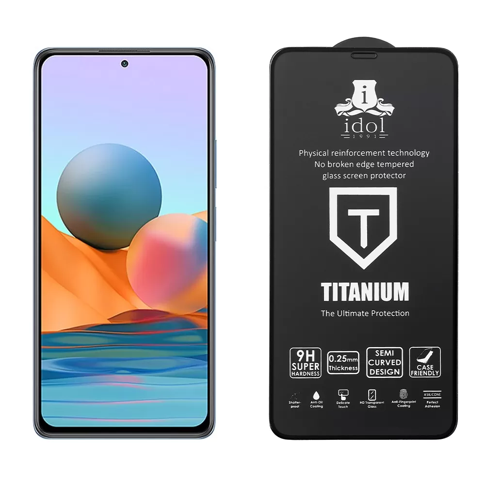 IDOL 1991 TEMPERED GLASS XIAOMI REDMI NOTE 10 PRO 6.67" 9H 0.25mm TITANIUM SEMI CURVED FULL GLUE BLACK - Image 2