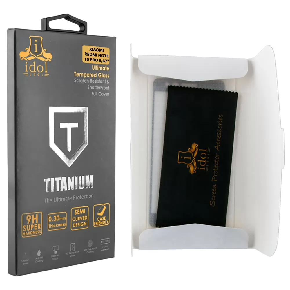 IDOL 1991 TEMPERED GLASS XIAOMI REDMI NOTE 10 PRO 6.67" 9H 0.25mm TITANIUM SEMI CURVED FULL GLUE BLACK - Image 3