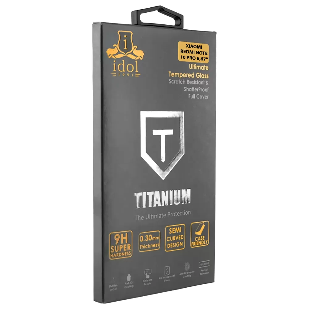 IDOL 1991 TEMPERED GLASS XIAOMI REDMI NOTE 10 PRO 6.67" 9H 0.25mm TITANIUM SEMI CURVED FULL GLUE BLACK - Image 5