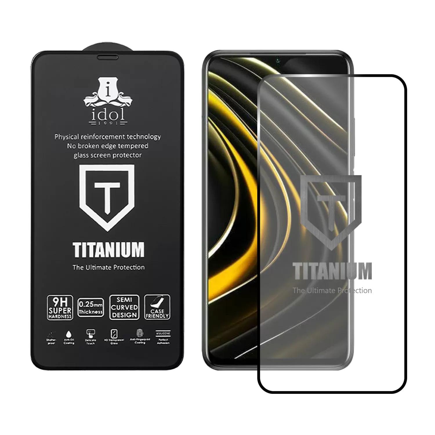 IDOL 1991 TITANIUM TEMPERED GLASS XIAOMI POCO M3/REDMI 9T 6.53in 9H 0.25mm SEMI CURVED FULL GLUE BLACK - Image 2