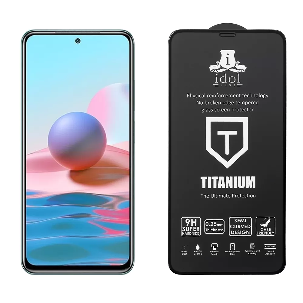 IDOL 1991 TEMPERED GLASS XIAOMI REDMI NOTE 10/NOTE 10S 6,43" 9H 0.25mm TITANIUM SEMI CURVED FULL GLUE BLACK - Image 2