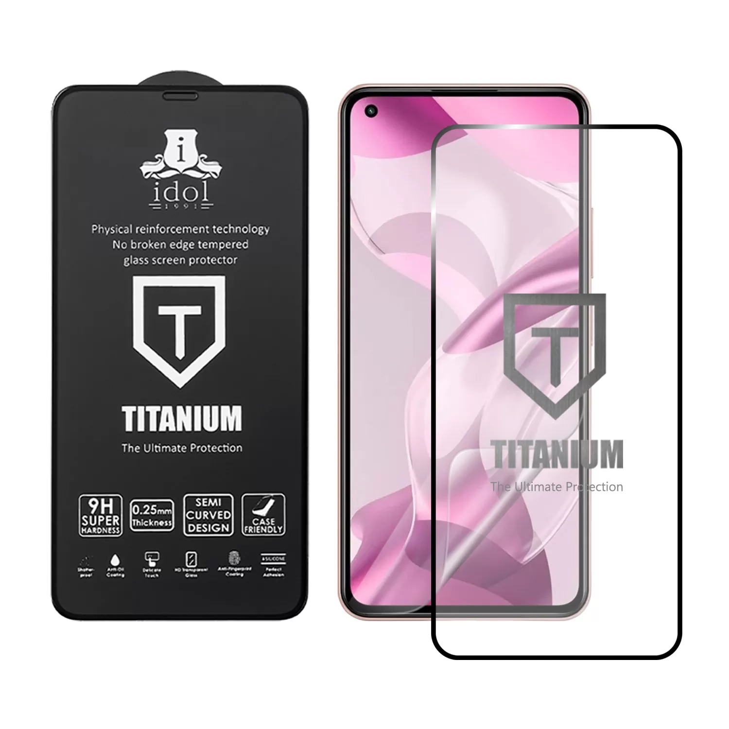 IDOL 1991 TITANIUM TEMPERED GLASS XIAOMI 11 LITE 5G NE/MI 11 LITE/MI 11 LITE 5G 6.55in 9H 0.25mm SEMI CURVED FULL GLUE BLACK - Image 2