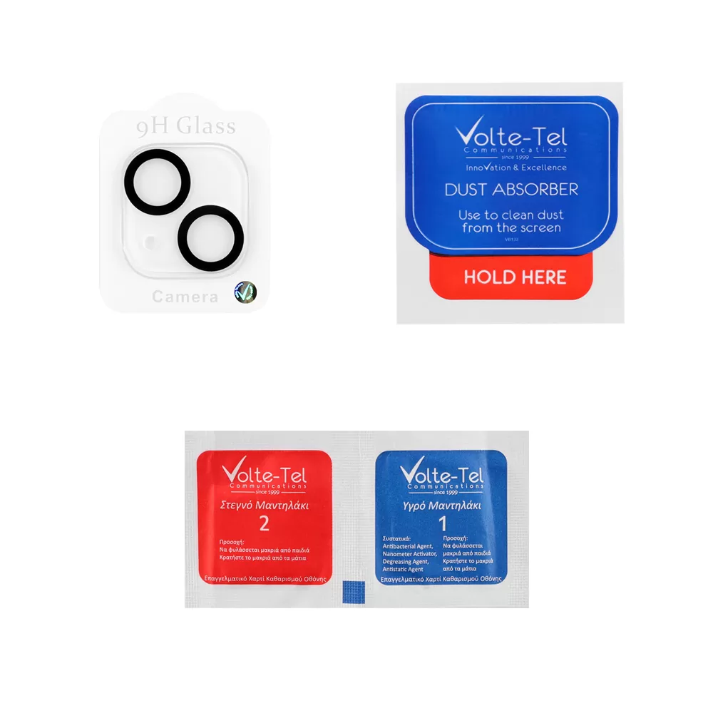 VOLTE-TEL CAMERA GLASS IPHONE 13 MINI 5.4in/IPHONE 13 6.1in 9H 0.25mm 3D CURVED BLACK - Image 4