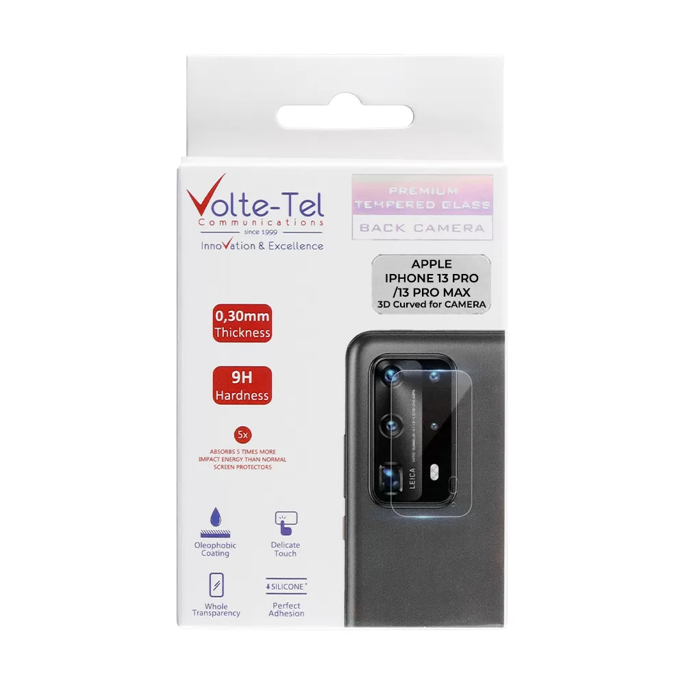 VOLTE-TEL CAMERA GLASS IPHONE 13 PRO 6.1in/IPHONE 13 PRO MAX 6.7in 9H 0.25mm 3D CURVED TRANSPARENT-BLACK - Image 5