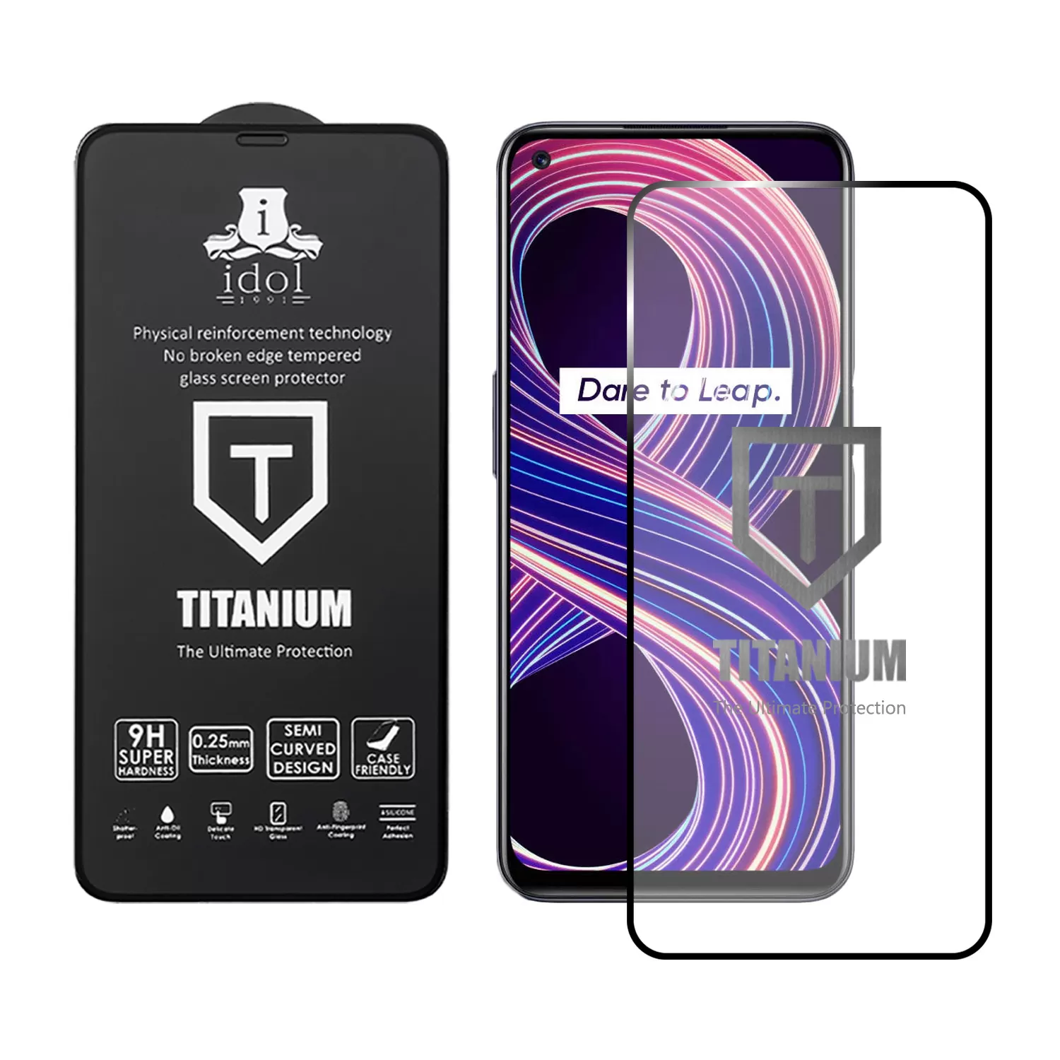 IDOL 1991 TITANIUM TEMPERED GLASS REALME 8i 6.5in 9H 0.25mm SEMI CURVED FULL GLUE BLACK - Image 2