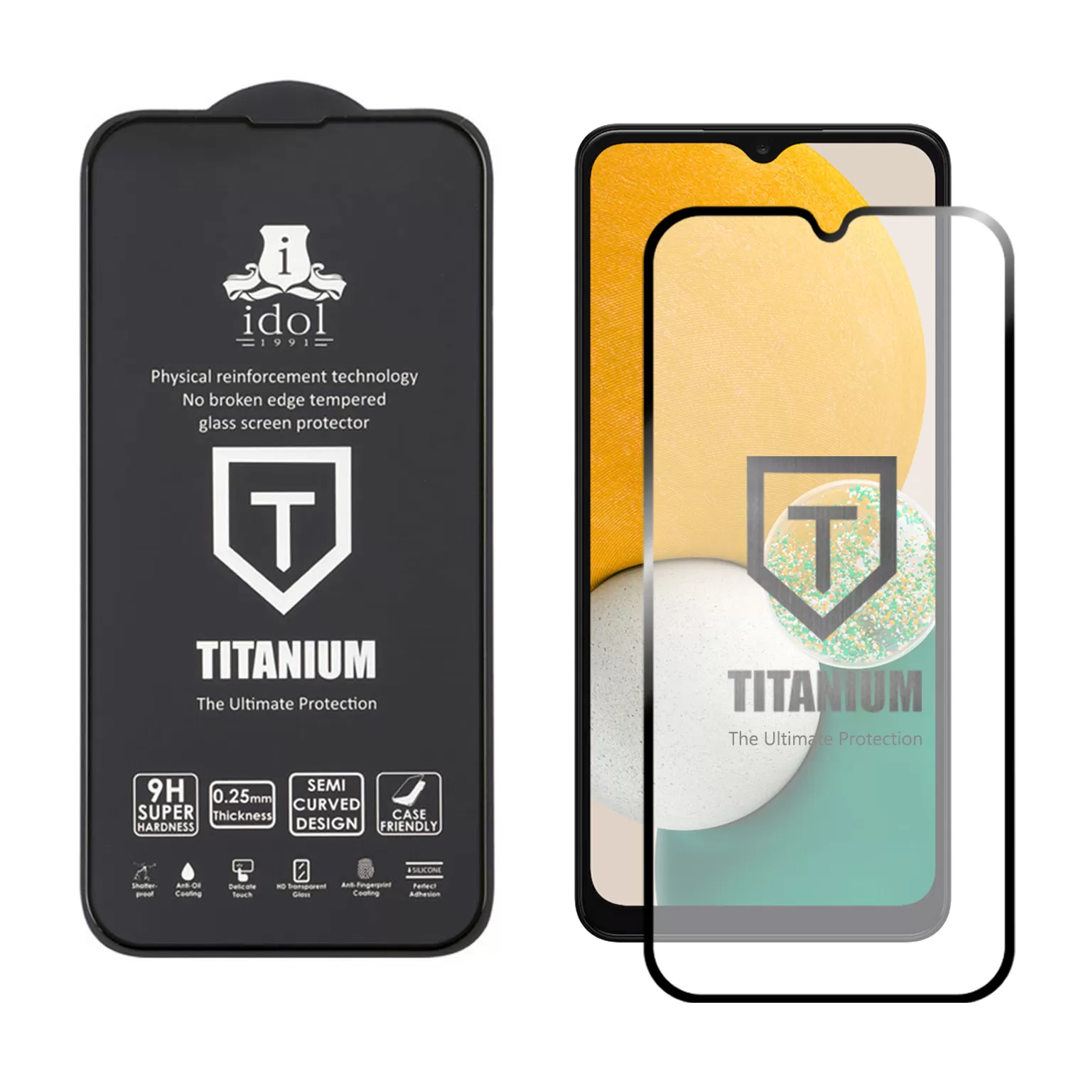 IDOL 1991 TITANIUM TEMPERED GLASS SAMSUNG A13 5G A136 6.5in 9H 0.25mm SEMI CURVED FULL GLUE BLACK - Image 2