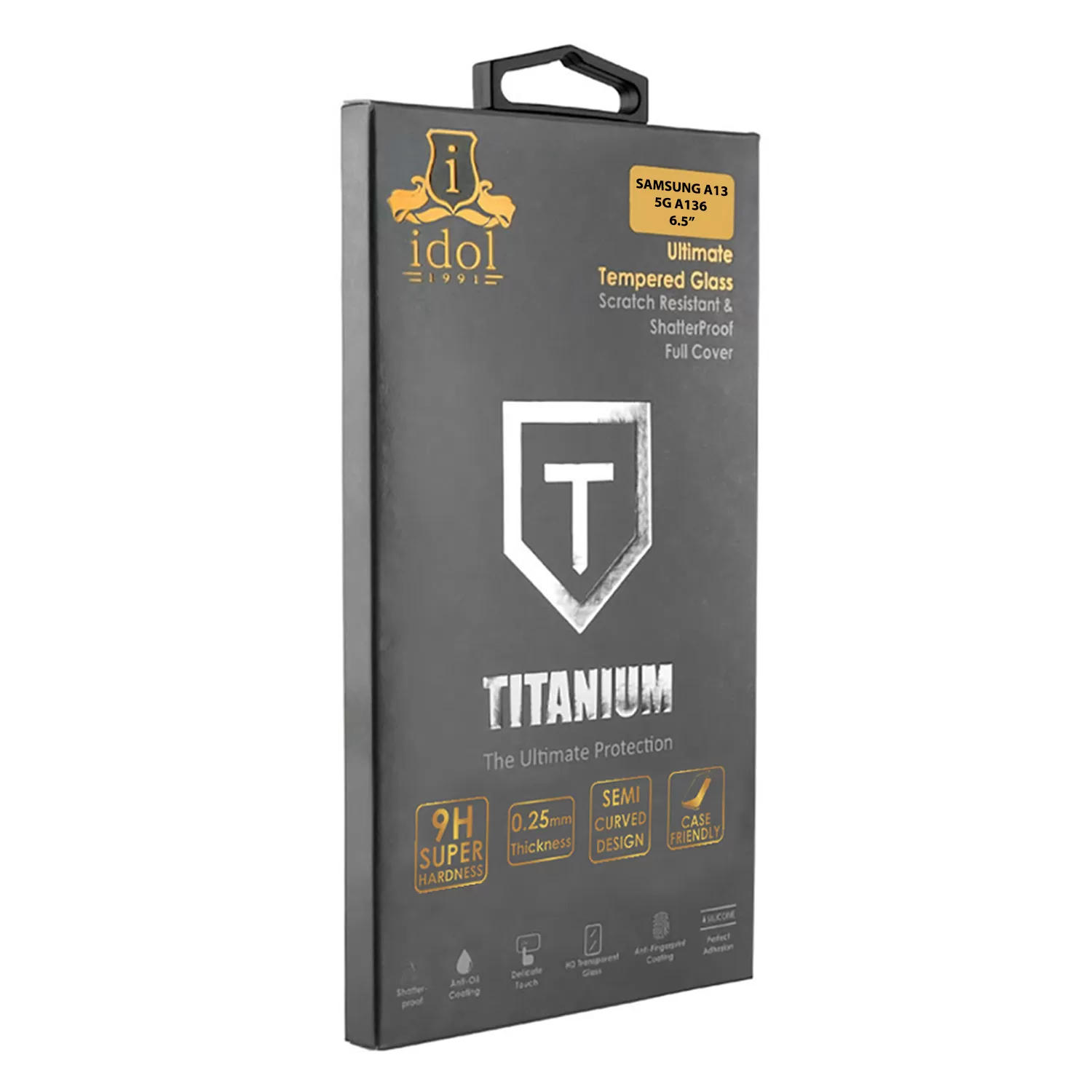 IDOL 1991 TITANIUM TEMPERED GLASS SAMSUNG A13 5G A136 6.5in 9H 0.25mm SEMI CURVED FULL GLUE BLACK - Image 5