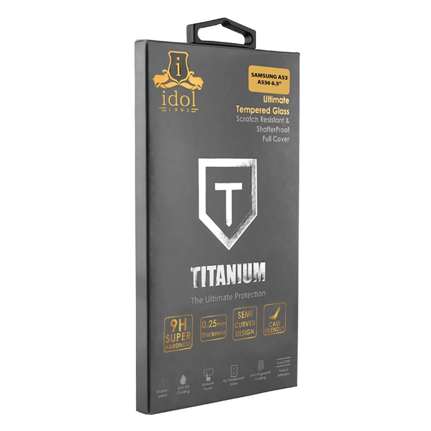 IDOL 1991 TITANIUM TEMPERED GLASS SAMSUNG A53 A536 6.5in 9H 0.25mm SEMI CURVED FULL GLUE BLACK - Image 5