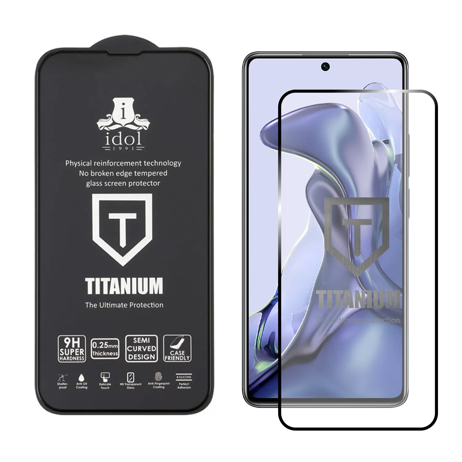 IDOL 1991 TITANIUM TEMPERED GLASS XIAOMI 11T/11T PRO 6,67in 9H 0.25mm SEMI CURVED FULL GLUE BLACK - Image 2