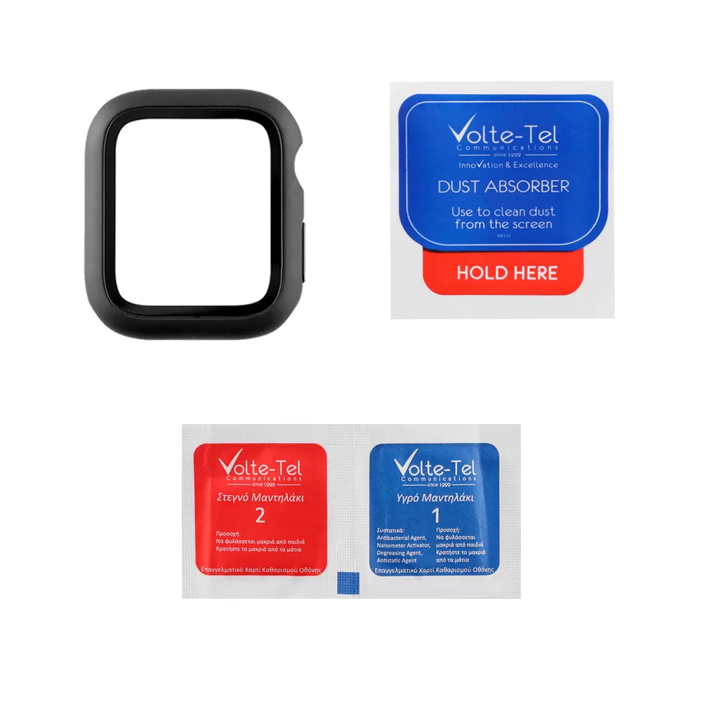 VOLTE-TEL PC EDGE COVER TEMPERED GLASS APPLE WATCH 44mm 1.78in 9H 0.30mm WITH KEY 3D FULL GLUE FULL COVER BLACK - Image 5