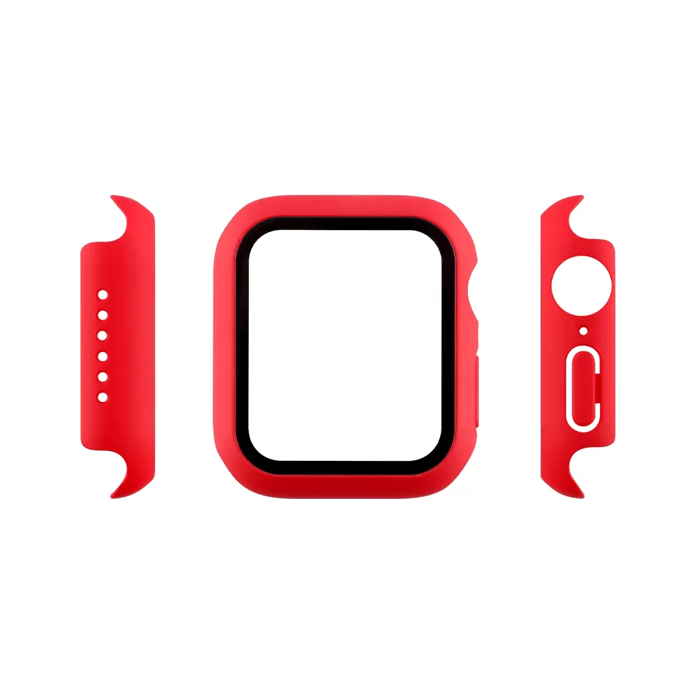 VOLTE-TEL PC EDGE COVER TEMPERED GLASS APPLE WATCH 44mm 1.78in 9H 0.30mm WITH KEY 3D FULL GLUE FULL COVER RED - Image 2