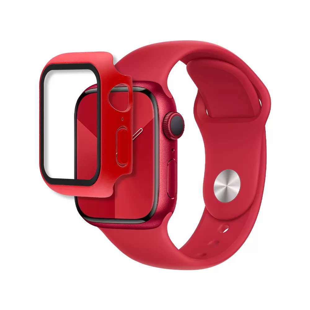 VOLTE-TEL PC EDGE COVER TEMPERED GLASS APPLE WATCH 44mm 1.78in 9H 0.30mm WITH KEY 3D FULL GLUE FULL COVER RED - Image 4