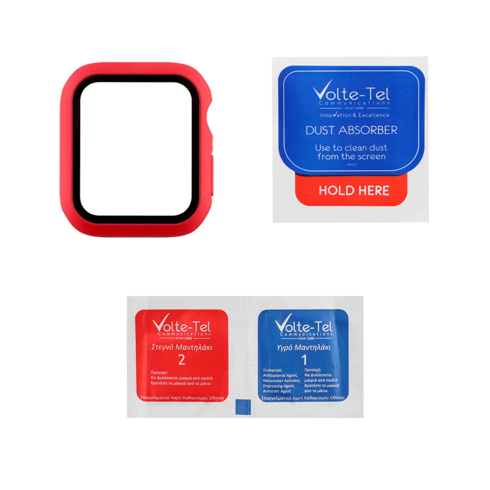 VOLTE-TEL PC EDGE COVER TEMPERED GLASS APPLE WATCH 44mm 1.78in 9H 0.30mm WITH KEY 3D FULL GLUE FULL COVER RED - Image 5