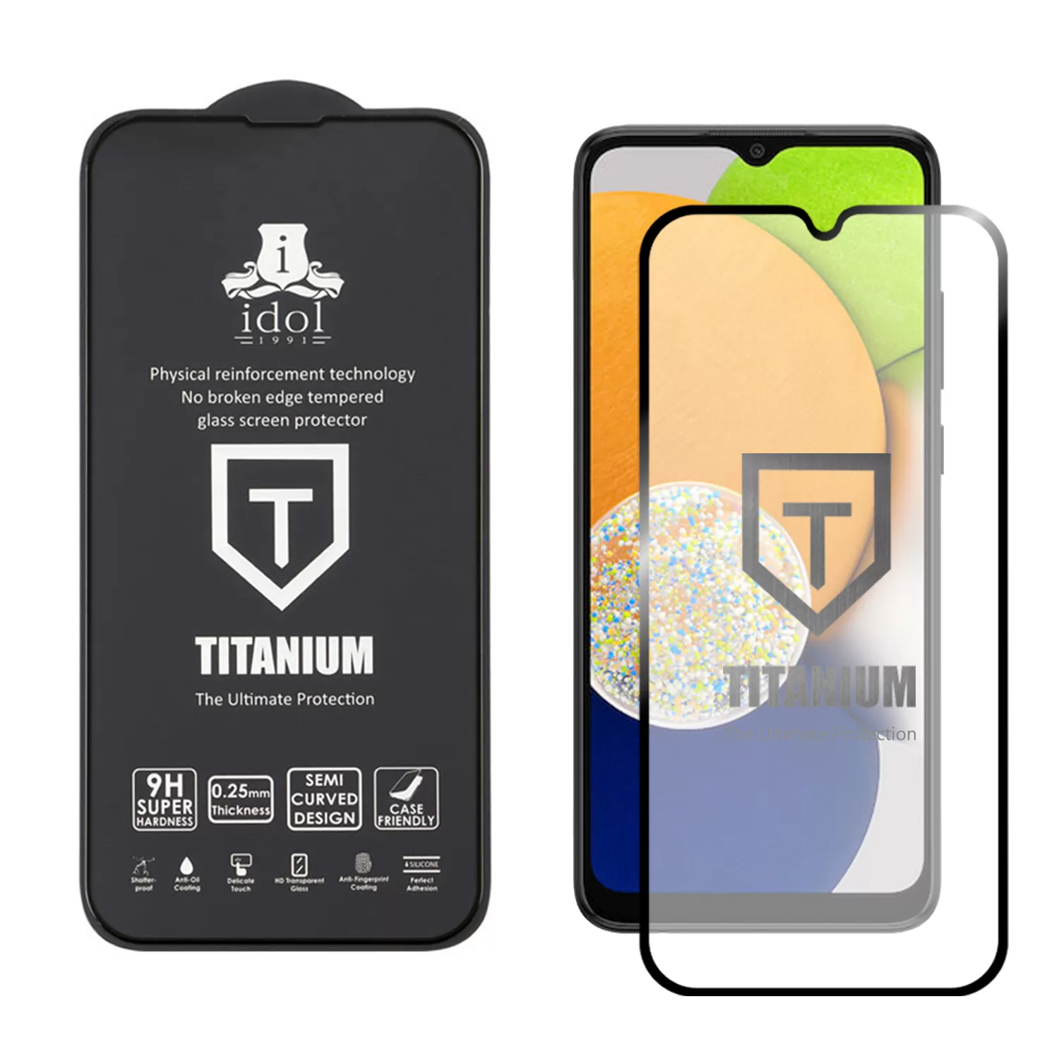 IDOL 1991 TITANIUM TEMPERED GLASS SAMSUNG A03 A035 6.5in 9H 0.25mm SEMI CURVED FULL GLUE BLACK - Image 2