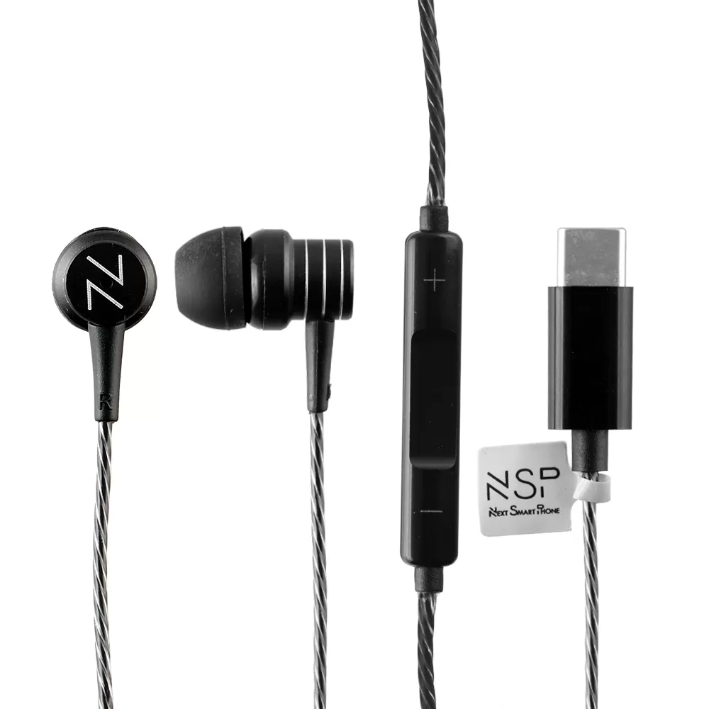 NSP HANDS FREE STEREO UNIVERSAL TYPE C 1.2m RIPPLY HN28 WITH REMOTE AND MIC BLACK - Image 2