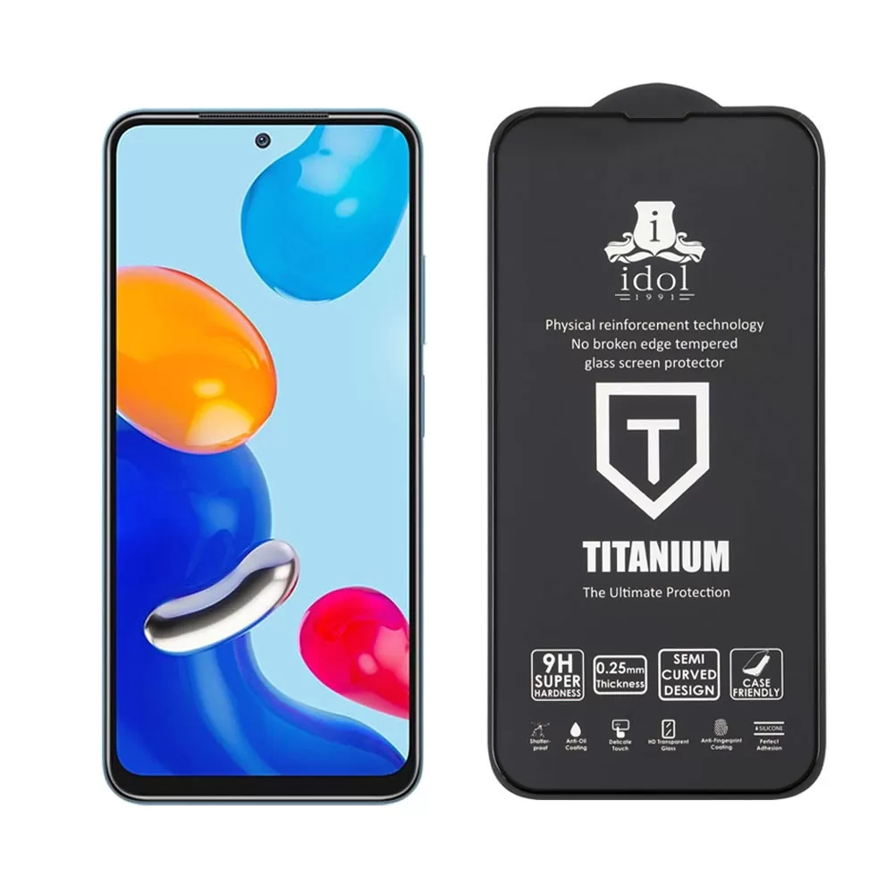 IDOL 1991 TITANIUM TEMPERED GLASS XIAOMI REDMI NOTE 11S 5G/REDMI NOTE 11T 5G 6.6in 9H 0.25mm SEMI CURVED FULL GLUE BLACK - Image 2