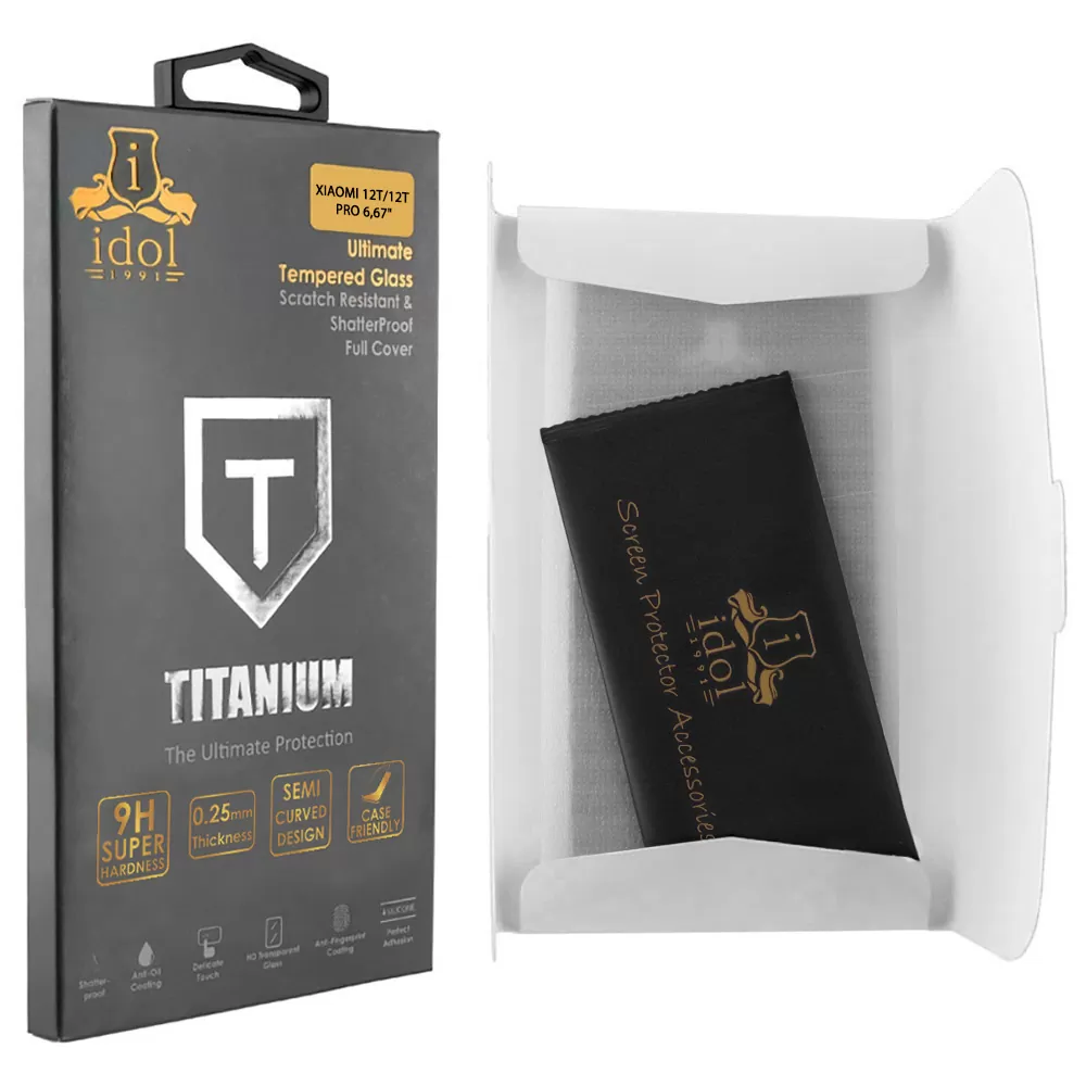 IDOL 1991 TITANIUM TEMPERED GLASS XIAOMI 12T/12T PRO 6,67in 9H 0.25mm  SEMI CURVED FULL GLUE BLACK - Image 3