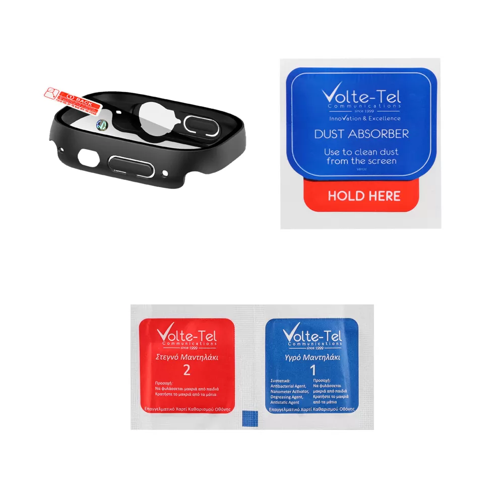 VOLTE-TEL PC EDGE COVER TEMPERED GLASS APPLE WATCH ULTRA/ULTRA 2 49mm 1.92in 9H 0.30mm WITH KEY 3D FULL GLUE FULL COVER BLACK - Image 2