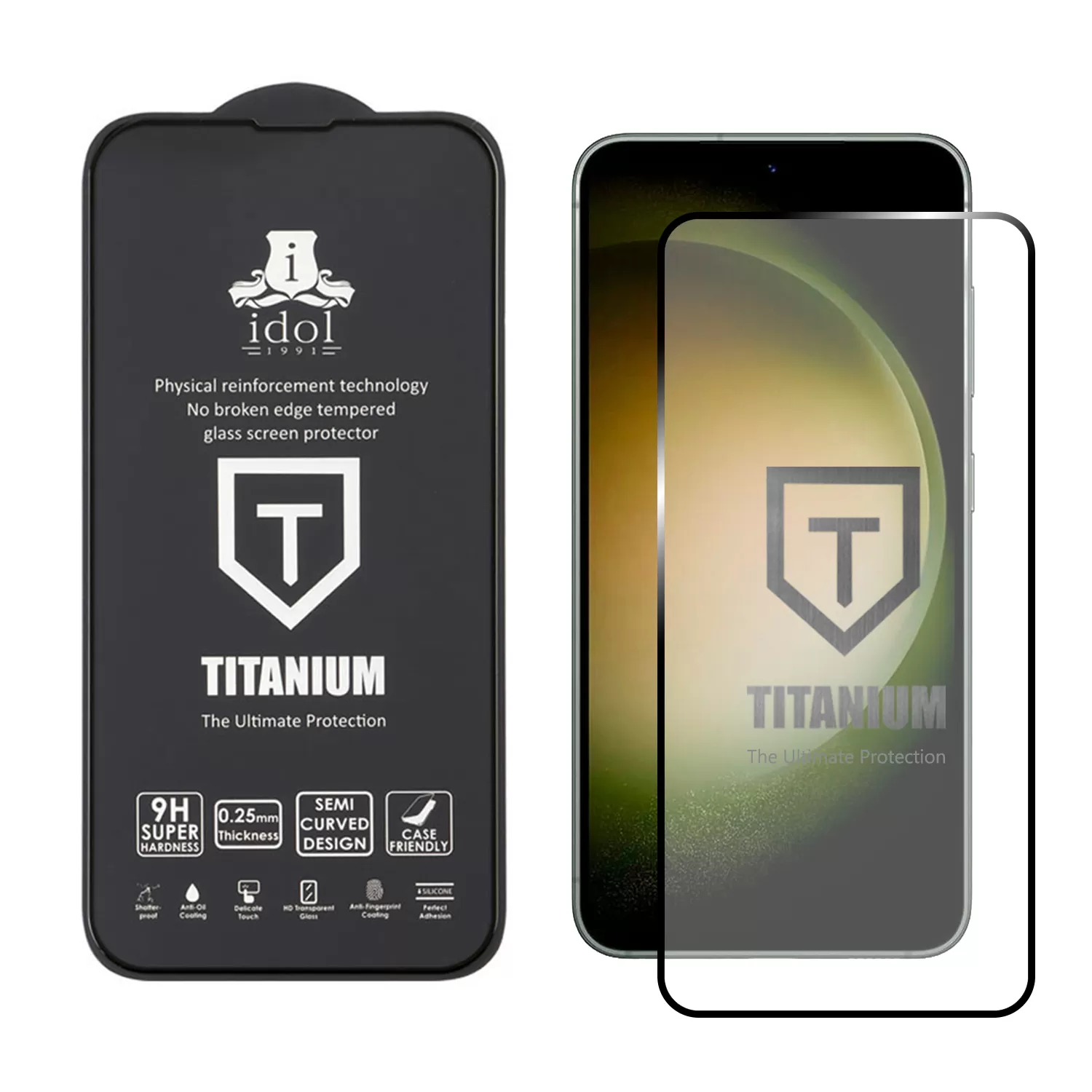 IDOL 1991 TITANIUM TEMPERED GLASS SAMSUNG S23 5G S911 6.1in 9H 0.2mm SEMI CURVED FULL GLUE ULTRA THIN BLACK - Image 2