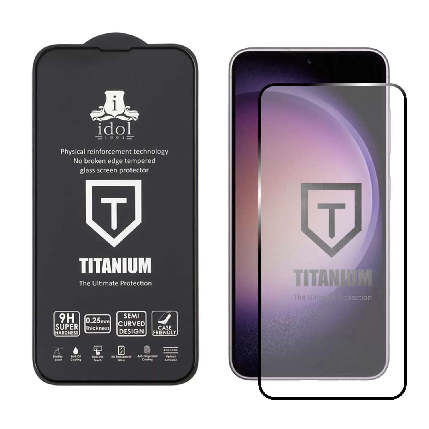 IDOL 1991 TITANIUM TEMPERED GLASS SAMSUNG S23 PLUS 5G S916 6.6in 9H 0.2mm SEMI CURVED FULL GLUE ULTRA THIN BLACK - Image 2