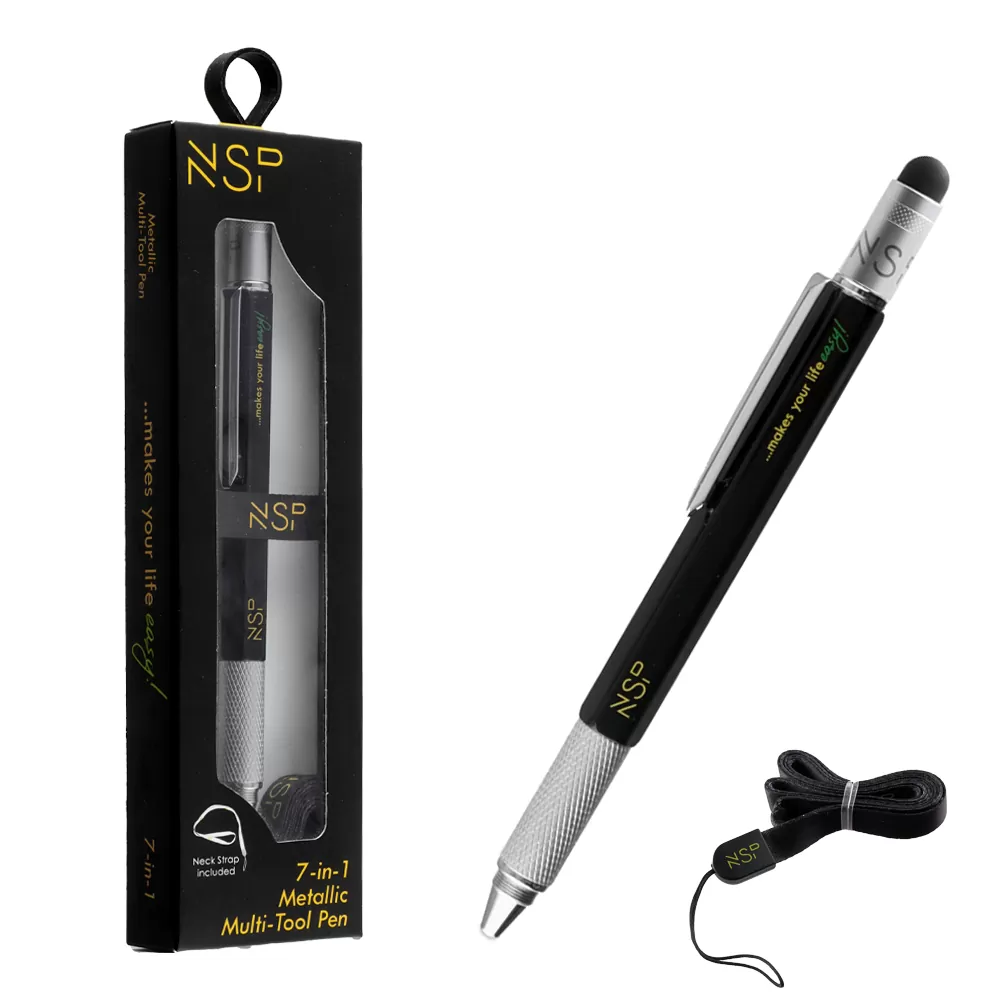 NSP ΣΤΥΛΟ 7 IN 1 METALLIC MULTI-TOOL PEN BLACK - Image 2