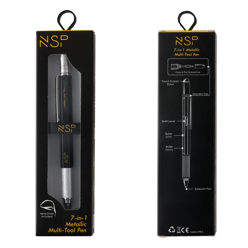 NSP ΣΤΥΛΟ 7 IN 1 METALLIC MULTI-TOOL PEN BLACK - Image 15