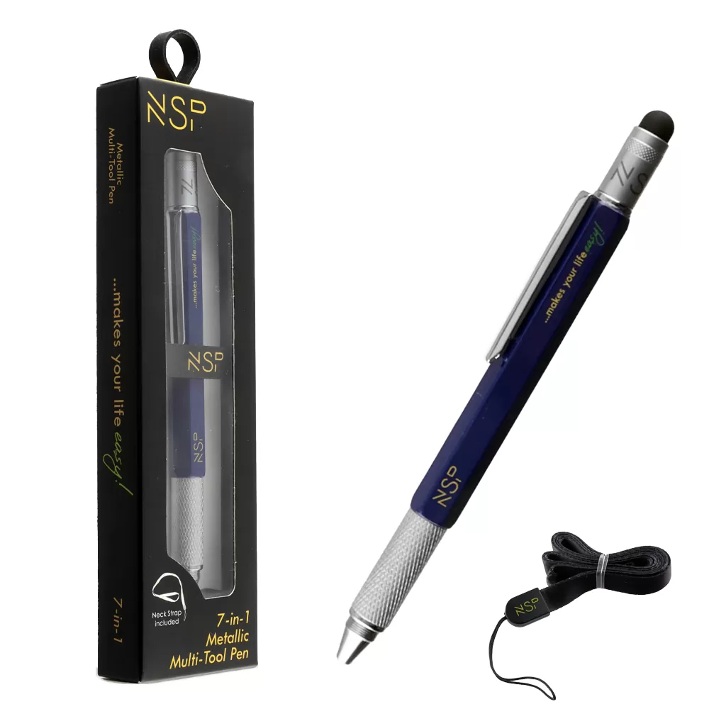 NSP ΣΤΥΛΟ 7 IN 1 METALLIC MULTI-TOOL PEN BLUE - Image 2