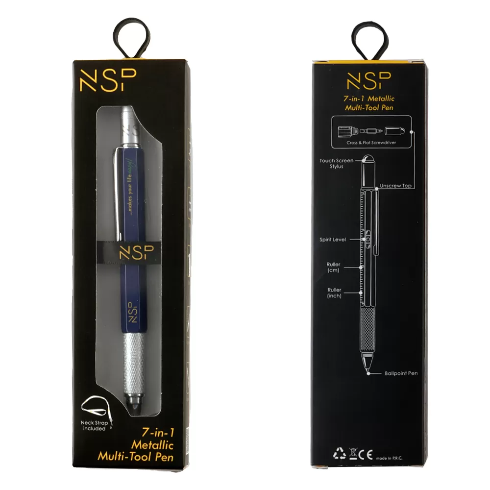 NSP ΣΤΥΛΟ 7 IN 1 METALLIC MULTI-TOOL PEN BLUE - Image 15