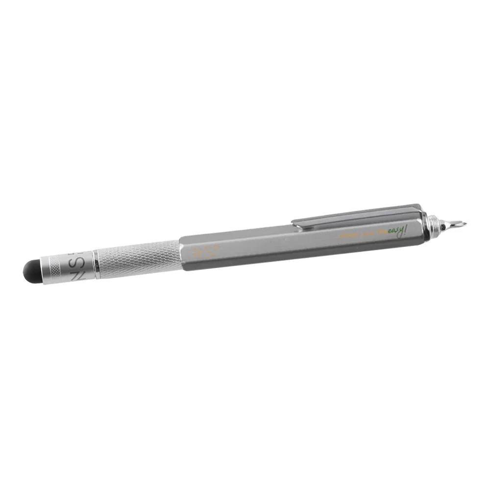 NSP ΣΤΥΛΟ 7 IN 1 METALLIC MULTI-TOOL PEN SILVER (WITH RED INK) - Image 3